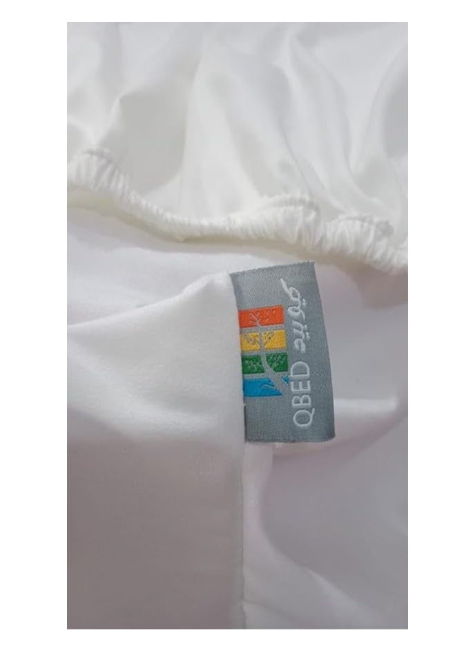 QBED - Plain Fitted Sheet Set of 3 for Hotels Homes Touristic Villages Off White - Image 1