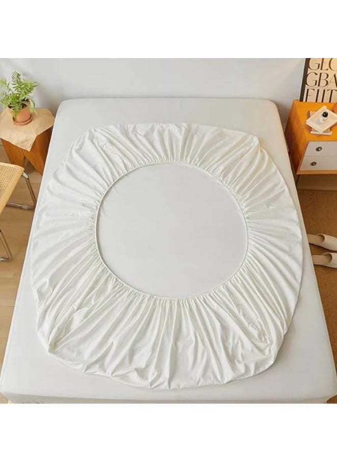 QBED - Plain Fitted Sheet Set of 3 for Hotels Homes Touristic Villages Off White - Image 1