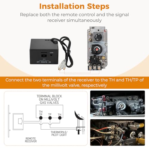 Casmer Improved Fireplace Remote Control Kit for Millivolt Valve,Fit skytech durablow Napoleon Empire Rasmussen Superior ect Fireplace Stoves,Backlit LCD Screen,Temper Regulation,Safety Protection,3 YR WATY - Image 4
