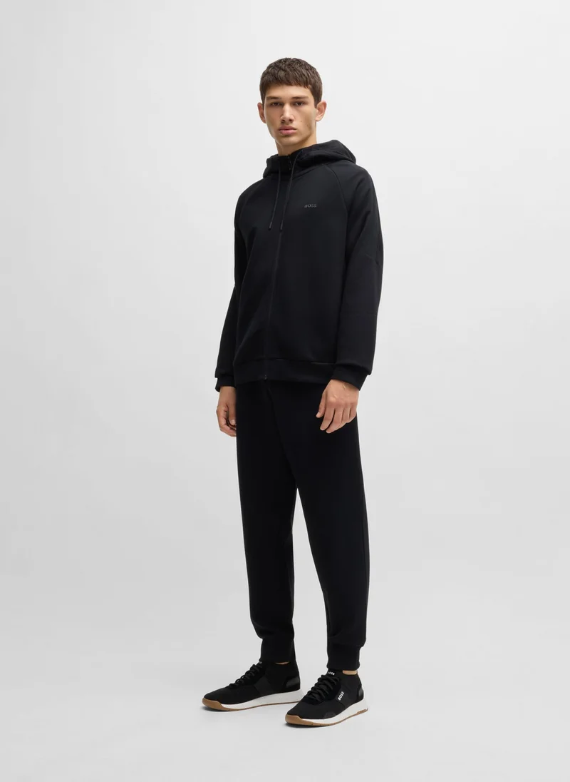 BOSS Knitted-upper trainers with branding and suede trims