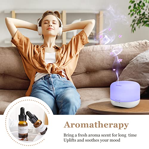 Homeweeks Aromatherapy Essential Oil Diffuser for Room: Air Humidifier Aroma Scent Cool Mist Colorful Lights Cute Small Large Waterless Auto Off Ultrasonic Diffusers for Home Bedroom White (300ml) - Image 4