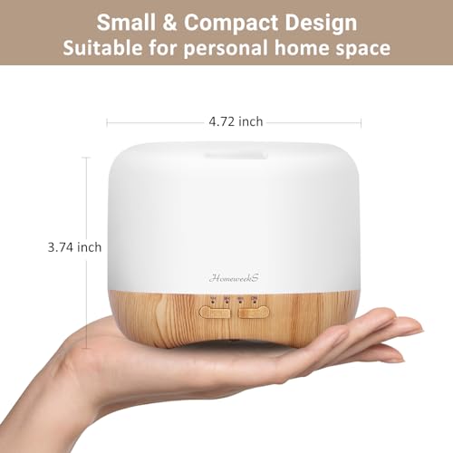 Homeweeks Aromatherapy Essential Oil Diffuser for Room: Air Humidifier Aroma Scent Cool Mist Colorful Lights Cute Small Large Waterless Auto Off Ultrasonic Diffusers for Home Bedroom White (300ml) - Image 2