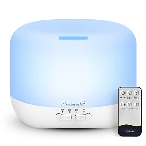 Homeweeks Aromatherapy Essential Oil Diffuser for Room: Air Humidifier Aroma Scent Cool Mist Colorful Lights Cute Small Large Waterless Auto Off Ultrasonic Diffusers for Home Bedroom White (300ml) - Image 1
