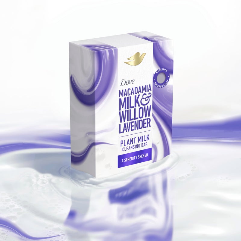 Dove صابون دوف لتنظيف البشرة بحليب النبات حليب المكاديميا وخزامى الصفصاف باحث عن الهدوء 4 قطع لبشرة مرطبة منظف لطيف، خالي من المنظفات الكبريتية أو البارابين، تركيبة قابلة للتحلل بنسبة 98% 5 أوقية - Image 5