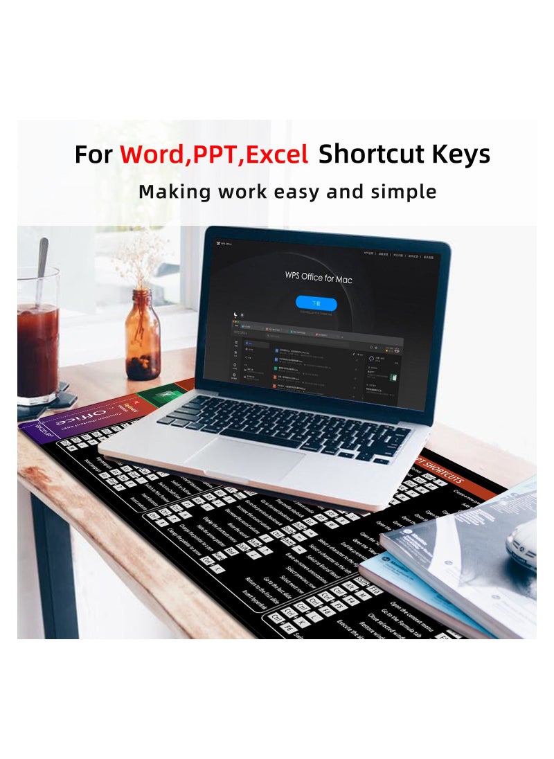 excovip - Large Mouse Pad XL, Office Shortcut Mouse Pad, Extended Computer Mouse Pad/Desk Mat with Stitched Edges for Word/Excel/PPT (800x300mm) 0060 - Image 1