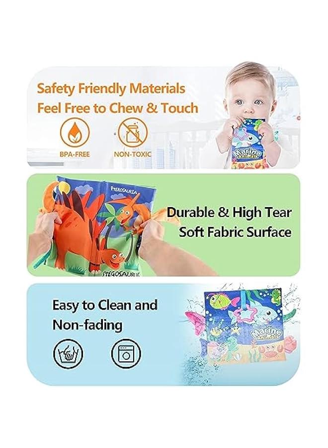 MIXDE Baby Books 0-6 Months, 2 PCS Touch and Feel Books for Infants, Cloth Books for Babies Newborn to One Year High Contrast Soft Crinkle Book, Montessori Sensory Toys Baby Books - Image 3