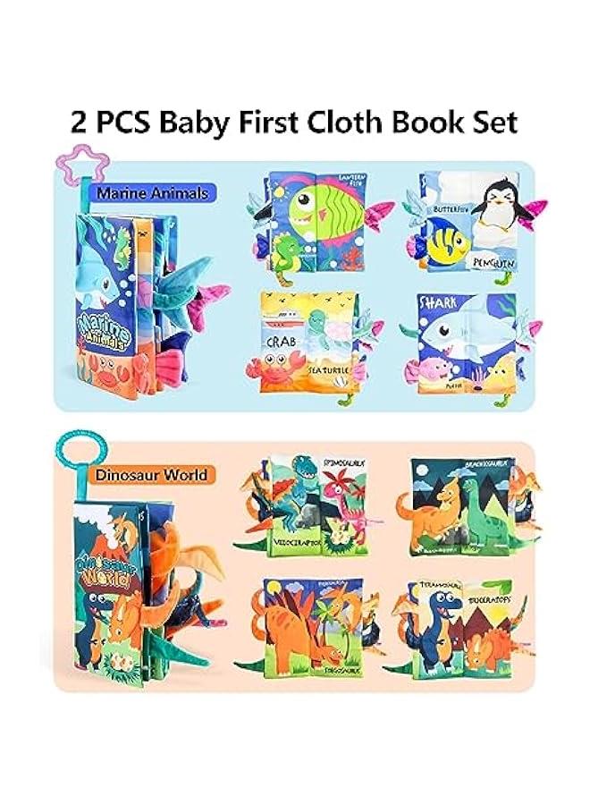 MIXDE Baby Books 0-6 Months, 2 PCS Touch and Feel Books for Infants, Cloth Books for Babies Newborn to One Year High Contrast Soft Crinkle Book, Montessori Sensory Toys Baby Books - Image 2