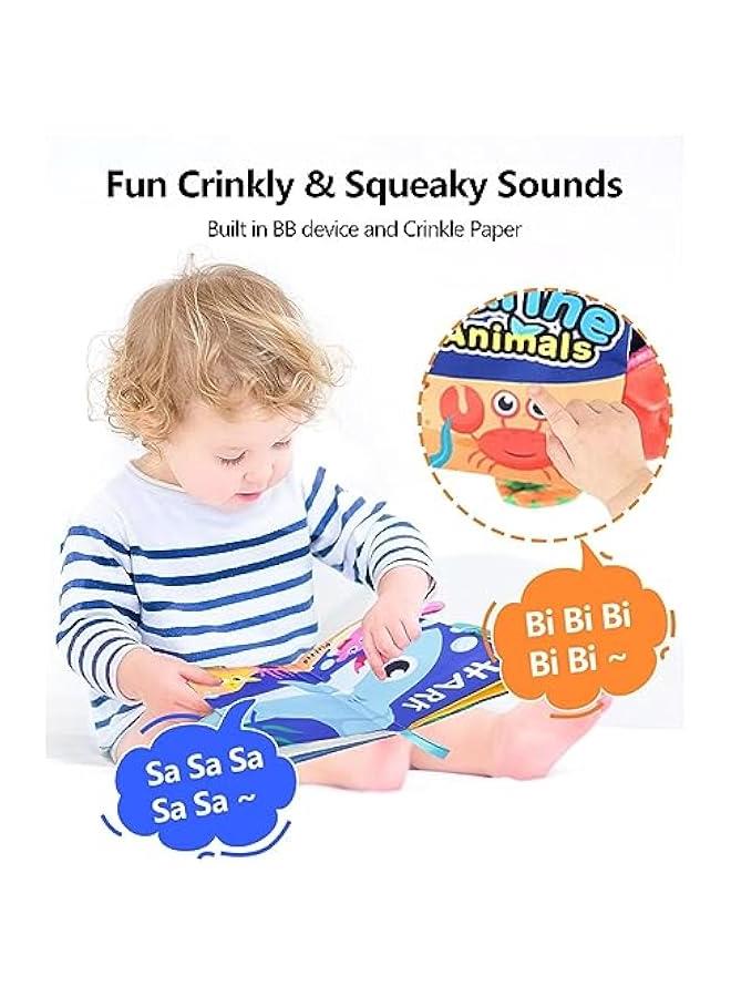 MIXDE Baby Books 0-6 Months, 2 PCS Touch and Feel Books for Infants, Cloth Books for Babies Newborn to One Year High Contrast Soft Crinkle Book, Montessori Sensory Toys Baby Books - Image 5