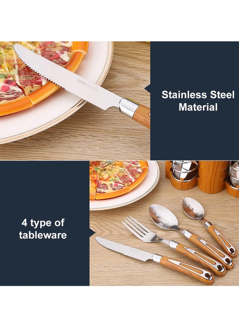 LIMITLESS 24 Pcs Stainless Steel Fork Tea Spoon Cutlery Tableware Set Upgraded Flatware Tableware Set With ABS Plastic Handle, Knife 6 Spoon Small 6 Spoon Medium 6 Fork Spoon 6  - Image 2