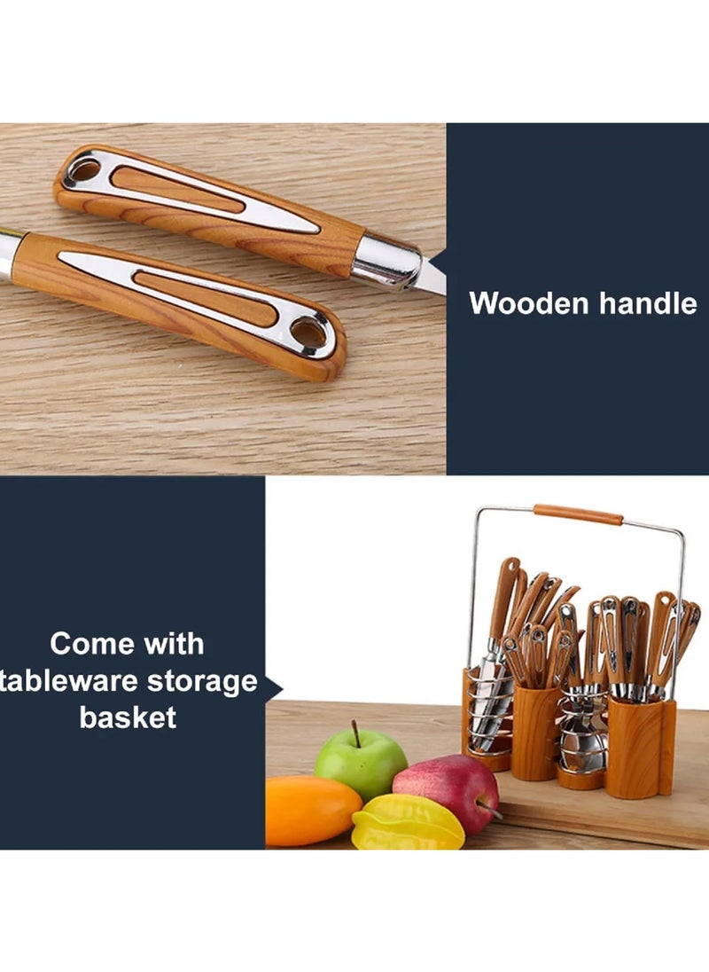 LIMITLESS 24 Pcs Stainless Steel Fork Tea Spoon Cutlery Tableware Set Upgraded Flatware Tableware Set With ABS Plastic Handle, Knife 6 Spoon Small 6 Spoon Medium 6 Fork Spoon 6  - Image 3