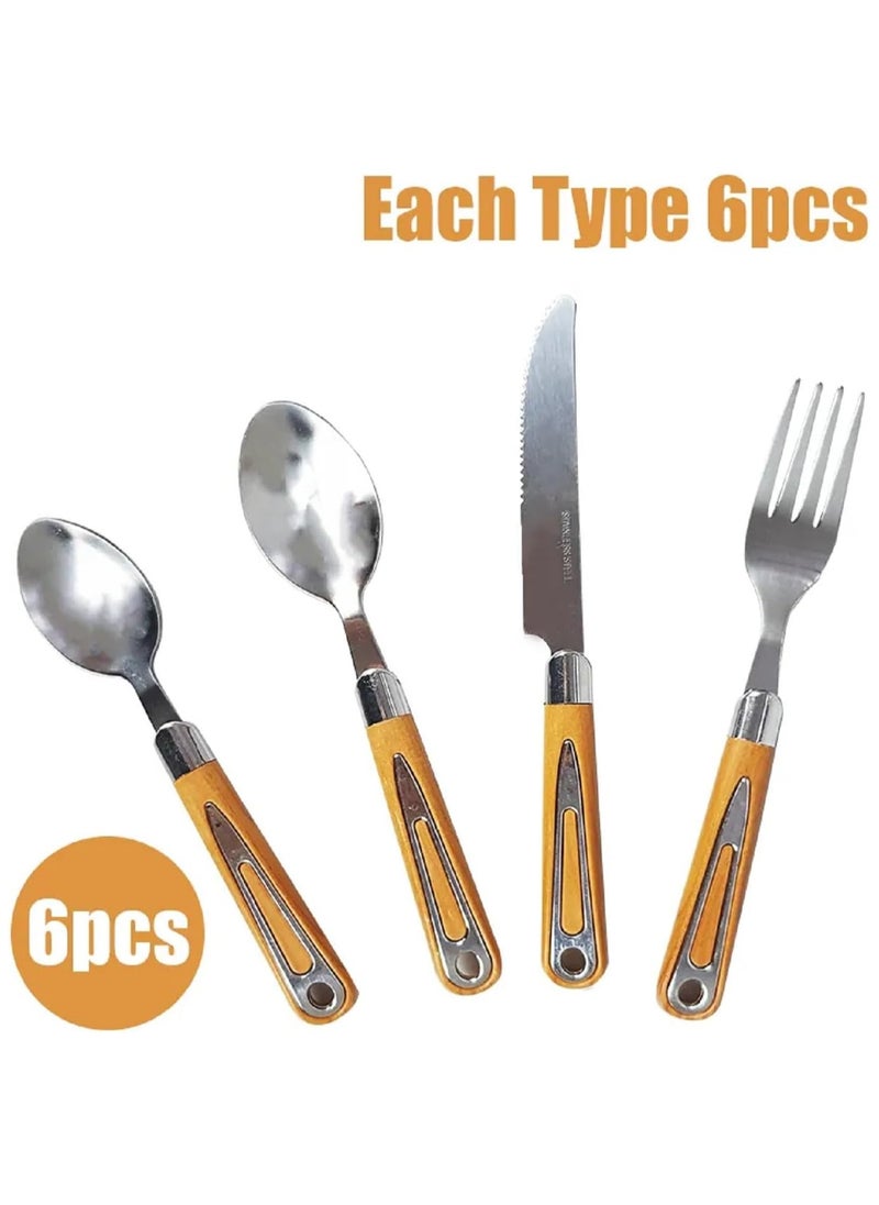 LIMITLESS 24 Pcs Stainless Steel Fork Tea Spoon Cutlery Tableware Set Upgraded Flatware Tableware Set With ABS Plastic Handle, Knife 6 Spoon Small 6 Spoon Medium 6 Fork Spoon 6  - Image 4