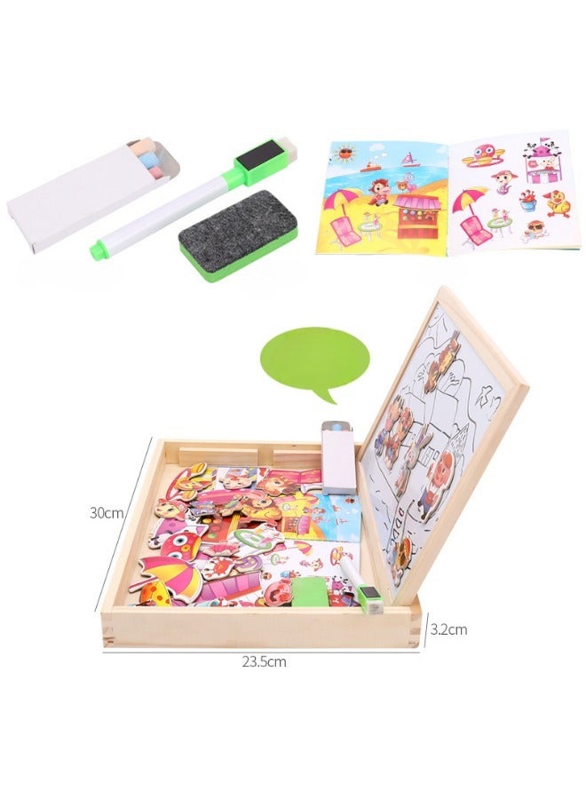 UNIVERSAL Children's toys wooden magnetic puzzle puzzle animal puzzle double-sided magnetic drawing board children's educational puzzle - Image 2