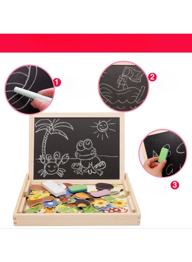 UNIVERSAL Children's toys wooden magnetic puzzle puzzle animal puzzle double-sided magnetic drawing board children's educational puzzle - Image 3