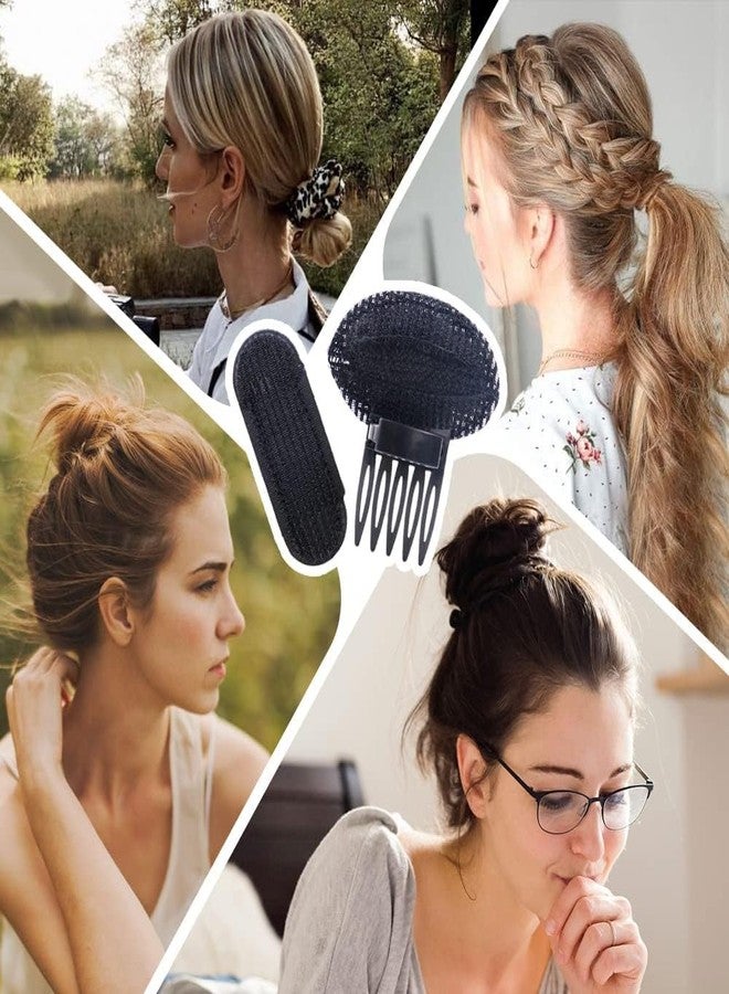 DazzleDiva 3 Pcs Hair Puff Clips & Volume Pads Combo, Invisible Bump It Up Styling Inserts for Women, Nonslip Sponge Hairs Base Padding Combs for Elegant Updos, Breathable Height Enhancing Hairs Tools, Black 3Pcs - Image 3