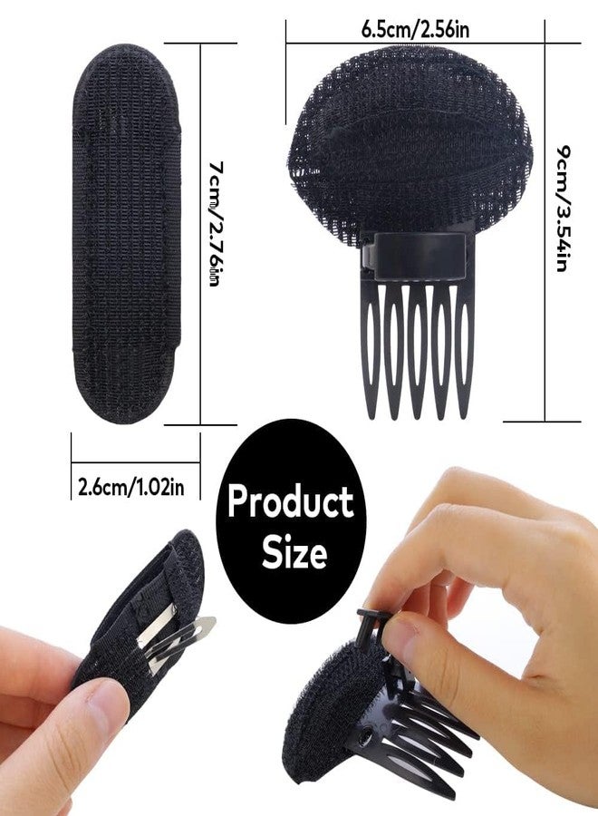 DazzleDiva 3 Pcs Hair Puff Clips & Volume Pads Combo, Invisible Bump It Up Styling Inserts for Women, Nonslip Sponge Hairs Base Padding Combs for Elegant Updos, Breathable Height Enhancing Hairs Tools, Black 3Pcs - Image 2