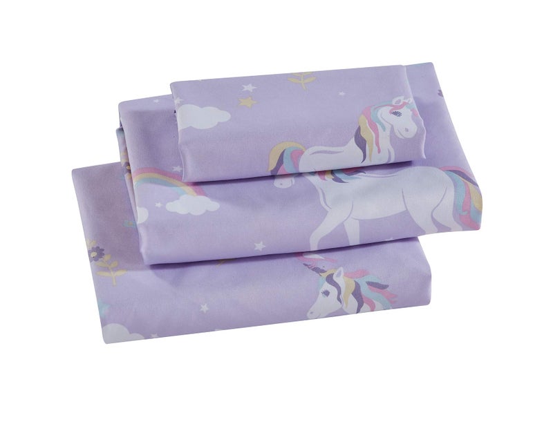 Linen Plus Sheet Set KidsTeens Unicorn Bird Star Flower Cloud Lilac Purple Pink Yellow White New  Lilac Unicorn Queen