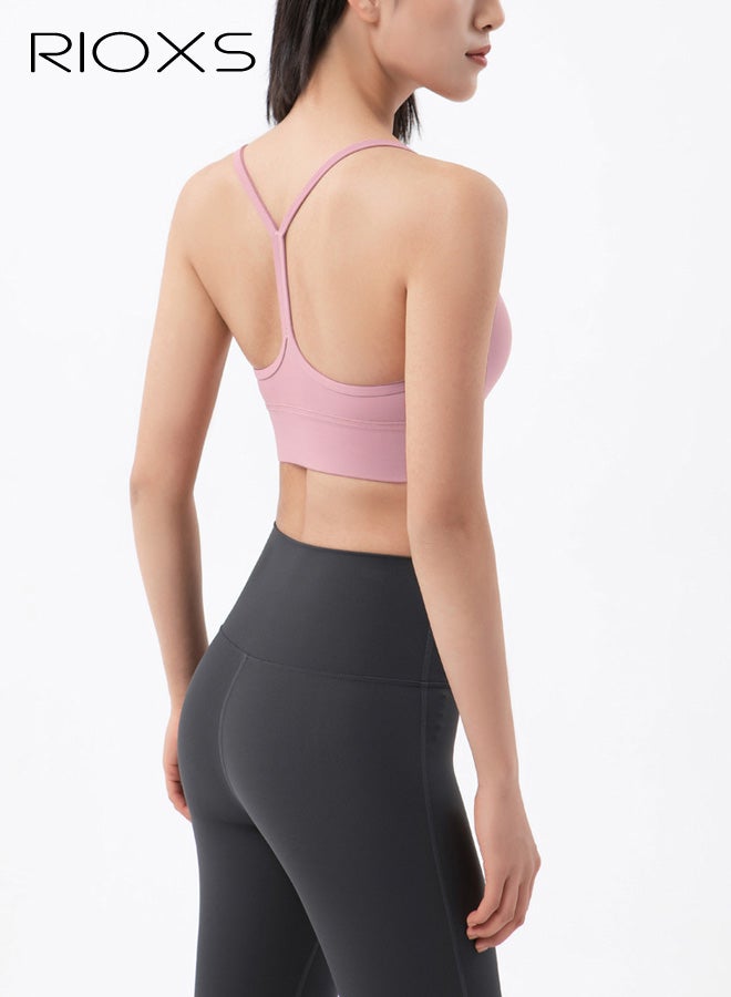 ريوكس حمالة صدر رياضية نسائية جديدة لعام 2025 - ملابس داخلية يوغا خفيفة الوزن بدون درزات وبدون أسلاك، مناسبة للياقة البدنية والجري، باللون الوردي - Image 3