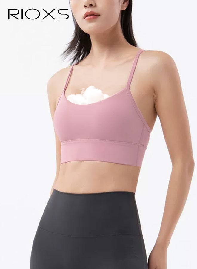 ريوكس حمالة صدر رياضية نسائية جديدة لعام 2025 - ملابس داخلية يوغا خفيفة الوزن بدون درزات وبدون أسلاك، مناسبة للياقة البدنية والجري، باللون الوردي - Image 1