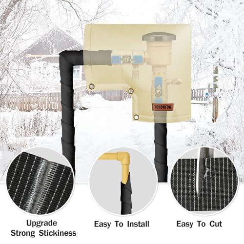 TOHONFOO Pipe Insulation Tape, Outdoor Water Pipe Insulation Wrap, Foam Insulation Tape for Outdoor Pipes Winter Freeze Protection, Heat Tape for Water Pipes, Copper Pipes, PVC, AC Line, 3in x 15ft, Black - Image 2