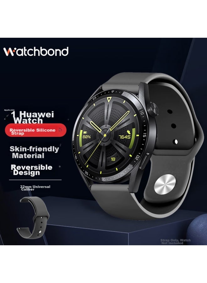 Watchbond Compatible With Huawei Watch Gt5/gt4/3/2/buds, Reverse Buckle, Skin-friendly Silicone, Replacement Strap For Watch4/3/2/pro, Gt2e Men's Sports Style, 46mm Wristband - Image 2