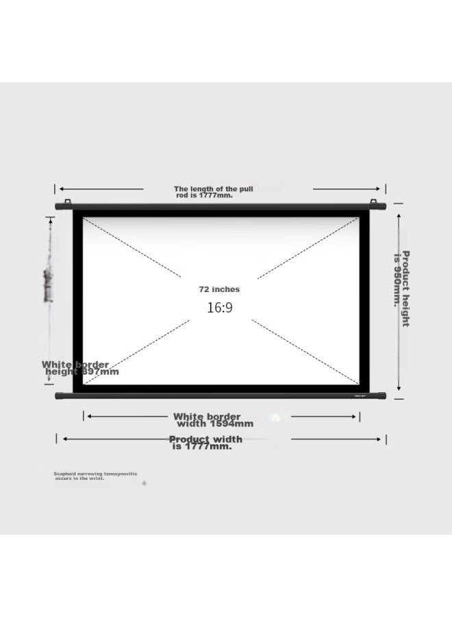 ديلي Deli 72 بوصة 16:9 حائط بلاستيكي أبيض بسيط مثبت على الحامل بدون حامل أو شاشة، متوافق مع أجهزة عرض Jianuo وXgimi وDangbei وXiaomi - Image 4