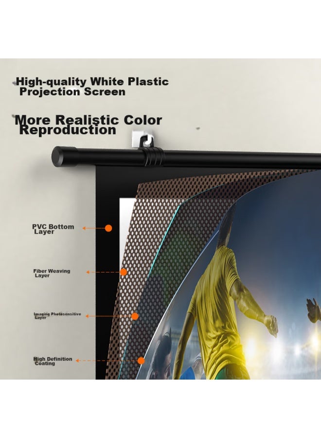 ديلي Deli 72 بوصة 16:9 حائط بلاستيكي أبيض بسيط مثبت على الحامل بدون حامل أو شاشة، متوافق مع أجهزة عرض Jianuo وXgimi وDangbei وXiaomi - Image 3