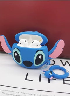 STITCH Compatible with Stitch AirPods PRO Case 1/2, Protective Silicone Cute Funny Kawaii for Stitch AirPods Case, Kids Teens Boys Girls Cartoon 3D Cover for AirPods Case Stitch with Ring (Big Ear Blue Stitch)  - Image 3