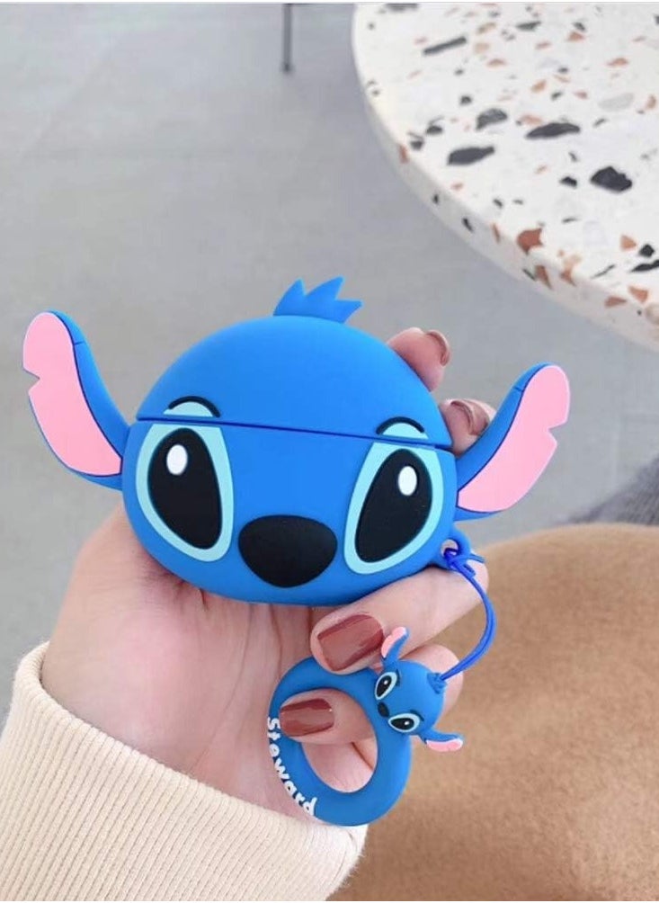 STITCH Compatible with Stitch AirPods PRO Case 1/2, Protective Silicone Cute Funny Kawaii for Stitch AirPods Case, Kids Teens Boys Girls Cartoon 3D Cover for AirPods Case Stitch with Ring (Big Ear Blue Stitch)  - Image 1