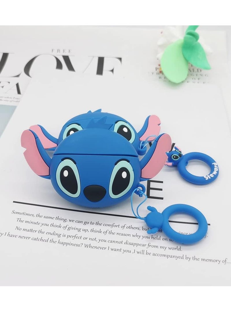 STITCH Compatible with Stitch AirPods PRO Case 1/2, Protective Silicone Cute Funny Kawaii for Stitch AirPods Case, Kids Teens Boys Girls Cartoon 3D Cover for AirPods Case Stitch with Ring (Big Ear Blue Stitch)  - Image 2