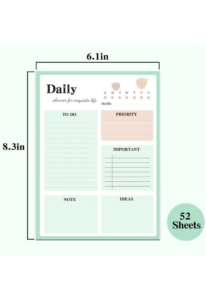 Generic Daily Planner Notepad, 2Pcs To Do List Notepad Undated Note Pad, 8.4 X 6.1 Inech 52 Sheets Checklist Notepad for Work Planner, Academic Planner,  Tear-Off Sheets Planning Pad, School Supplies  - Image 3