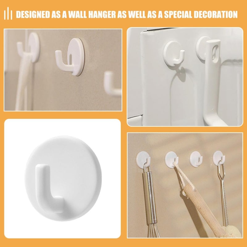 PATKAW 6pcs Self-Adhesive Small Round Wall Mount Hooks Strong Sticky Utility Hooks for Bathroom Towel Storage and Door Hanging Organizer - Image 5