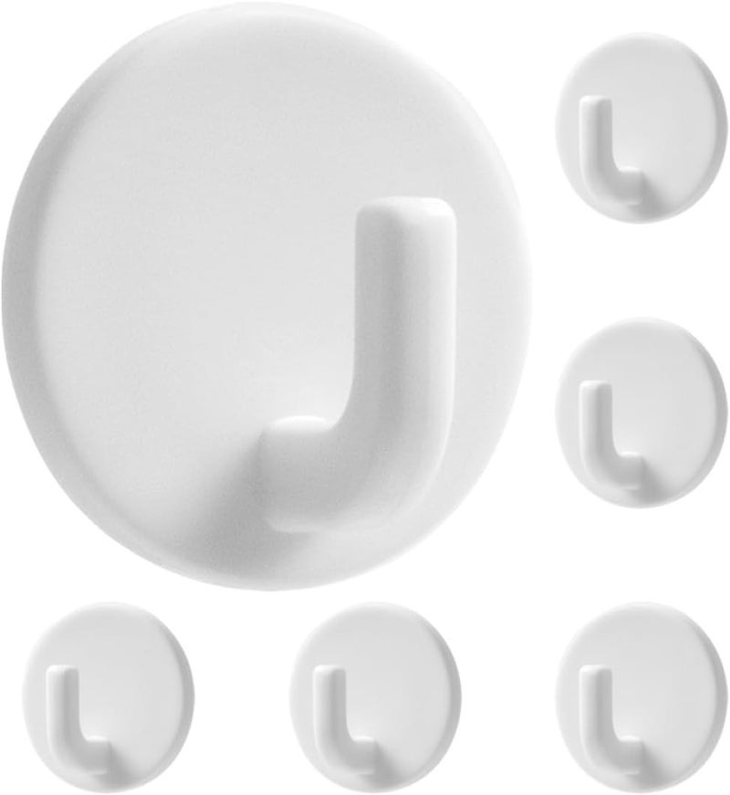 PATKAW 6pcs Self-Adhesive Small Round Wall Mount Hooks Strong Sticky Utility Hooks for Bathroom Towel Storage and Door Hanging Organizer - Image 1