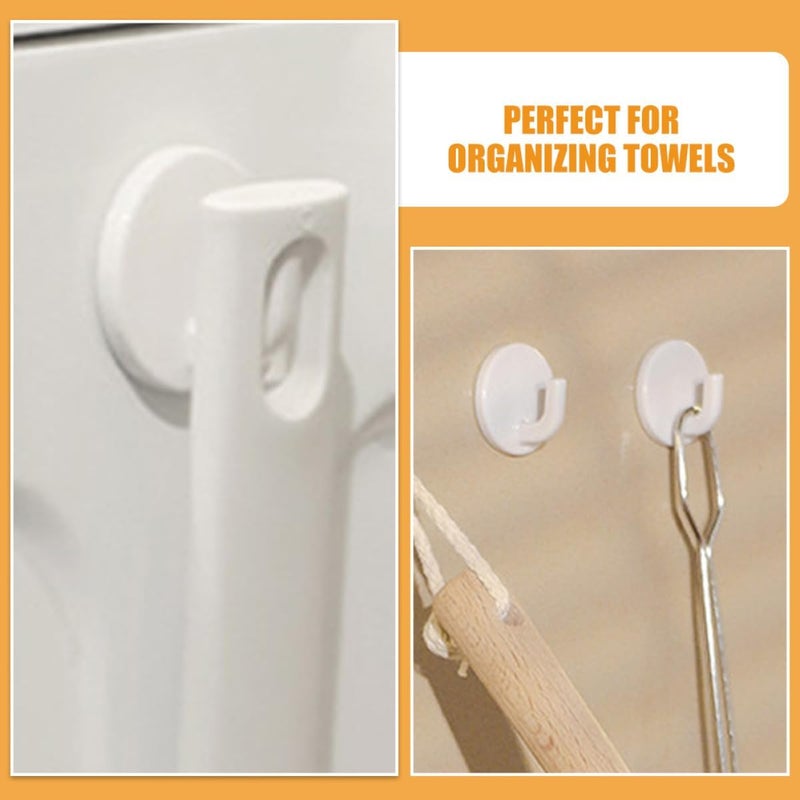 PATKAW 6pcs Self-Adhesive Small Round Wall Mount Hooks Strong Sticky Utility Hooks for Bathroom Towel Storage and Door Hanging Organizer - Image 4