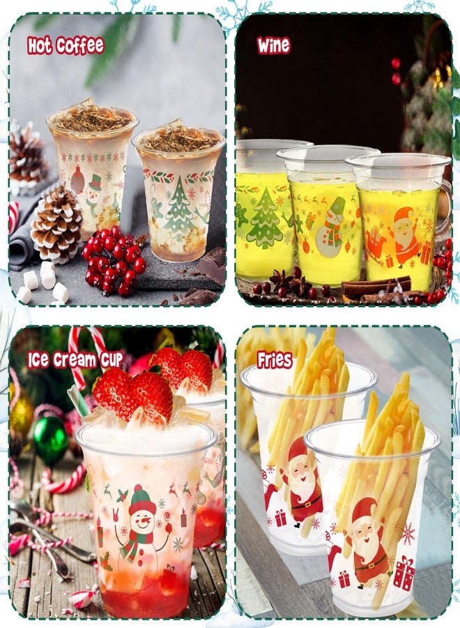Zhehao 60 Pieces Christmas Clear Plastic Cups Christmas Disposable Plastic Cups Christmas Party Decorations Party Supply Plastic Cups Merry Christmas Party Supply for Beer - Image 4