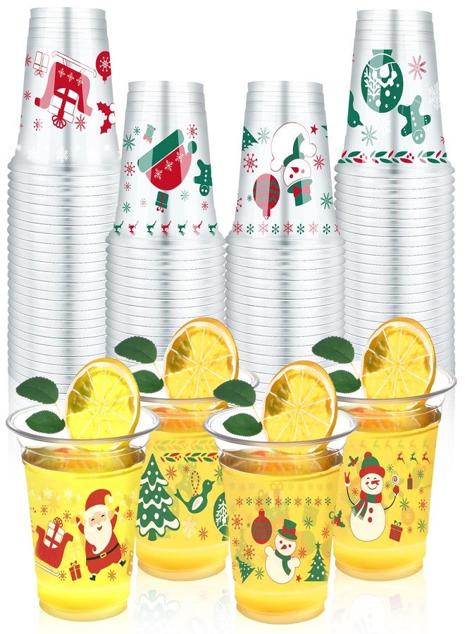 Zhehao 60 Pieces Christmas Clear Plastic Cups Christmas Disposable Plastic Cups Christmas Party Decorations Party Supply Plastic Cups Merry Christmas Party Supply for Beer - Image 1