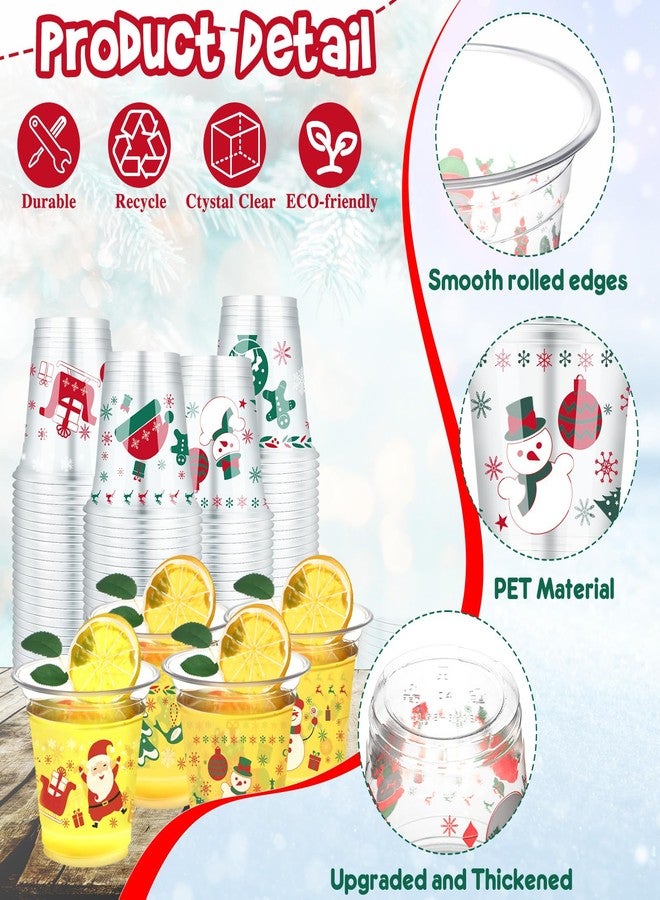 Zhehao 60 Pieces Christmas Clear Plastic Cups Christmas Disposable Plastic Cups Christmas Party Decorations Party Supply Plastic Cups Merry Christmas Party Supply for Beer - Image 3