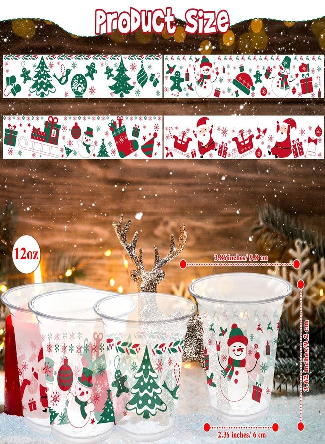 Zhehao 60 Pieces Christmas Clear Plastic Cups Christmas Disposable Plastic Cups Christmas Party Decorations Party Supply Plastic Cups Merry Christmas Party Supply for Beer - Image 2