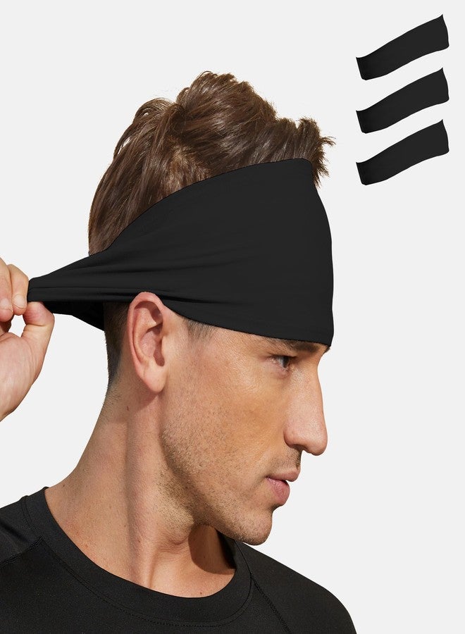 VIMPEP Sports Headbands for Women and Men Non Silp Soft Feeling Sweatband Workout Headband for Running,Cycling,Basketball,Tennis,Yoga Fitness Stretchy Quick-Dry Hairband for Women 3 Pack Black - Image 1
