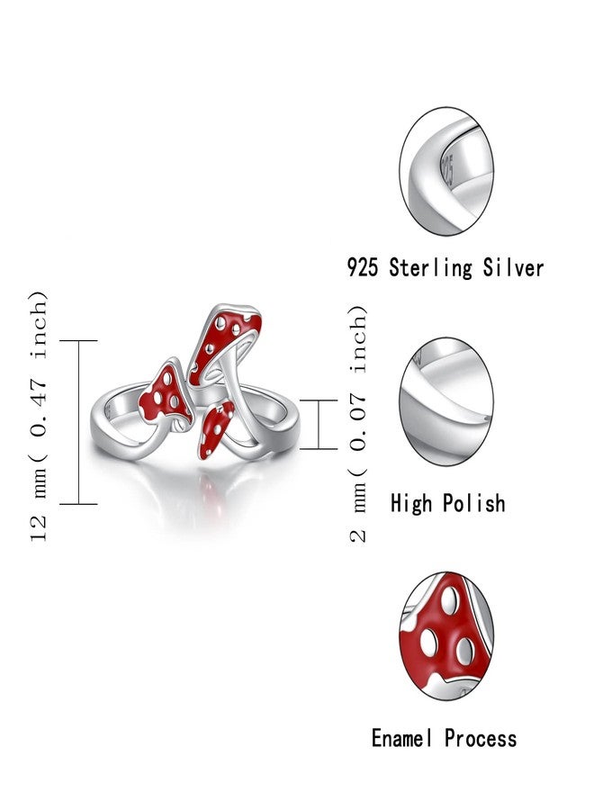 Sariel Cute Mushroom Gifts for Women - 925 Sterling Silver Magical Red Mushroom Ring Gifts for Women - Image 5
