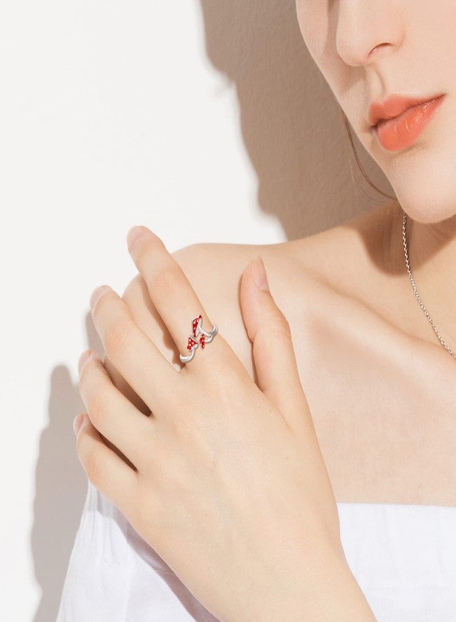 Sariel Cute Mushroom Gifts for Women - 925 Sterling Silver Magical Red Mushroom Ring Gifts for Women - Image 4