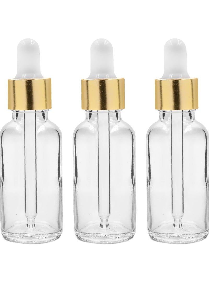 BOTTLE BRIGHT - 30ml Clear Refillable Empty Glass Bottles with Dropper for  Essential Oils Aromatherapy Blends Perfume - 3 Pieces - Image 1