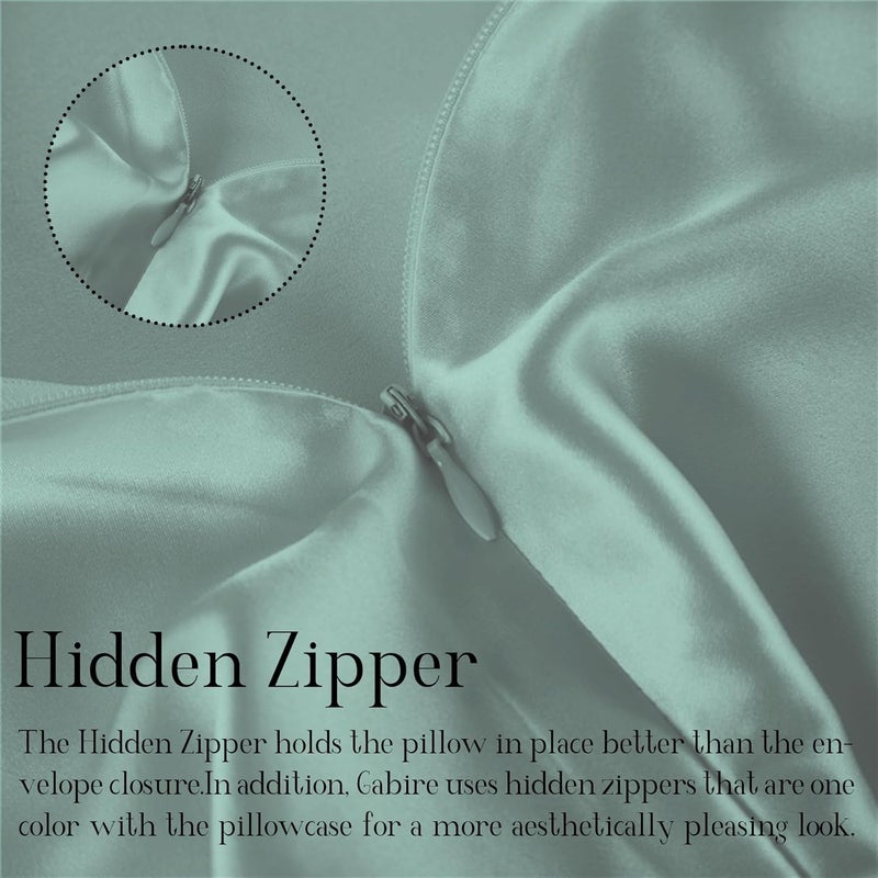 Gabire Mulberry Silk Pillowcases Set of 2, Both Sides Real Silk Pillowcase for Hair and Skin Prevent Acne Organic Silk Pillow Cases 2 Pack with Hidden Zipper, Sage Green, Standard (20"×26") - Image 4