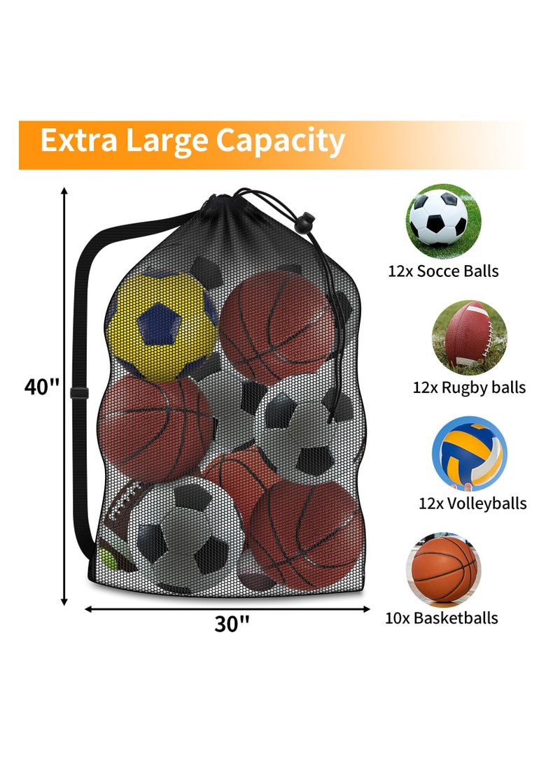 Cuken Extra Large Sports Ball Bag, Heavy Duty Breathable Mesh Storage Bag, 10-12 Soccer Basketball Volleyball Football, Adjustable Shoulder Strap, Ideal for Coaches, Team, Swimming Gear  - Image 2