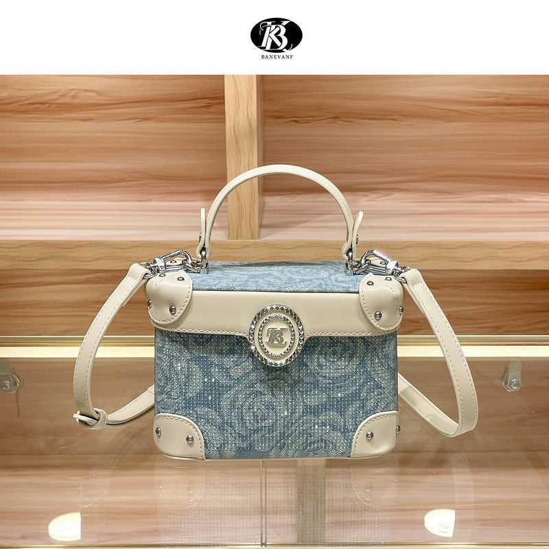 2026 New High-End Rose Orchid Diamond-Encrusted Box Bag, Fashionable And Versatile Single Shoulder Crossbody Handbag For Women 8568 - Image 1