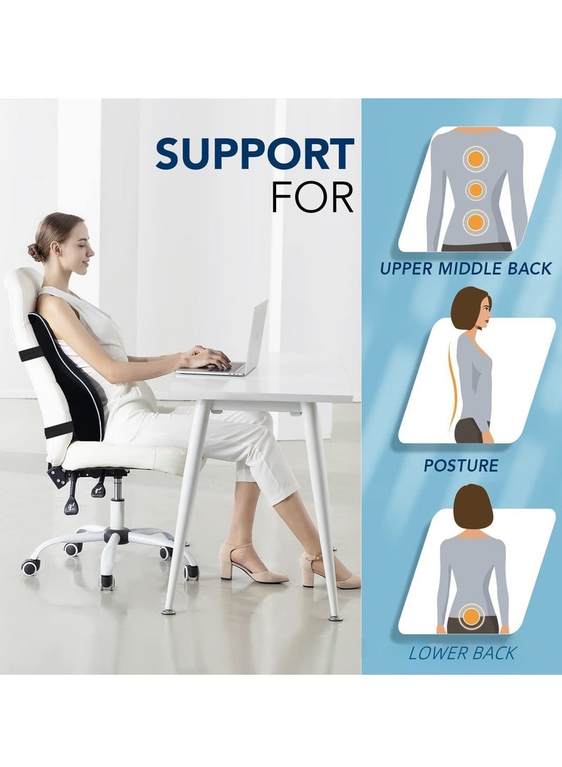 السيميا وسادة دعم أسفل الظهر لكرسي المكتب، مسند ظهر مريح للعظام، أساسيات المكتب والمنزل، وسادة دعم ظهر من إسفنج الذاكرة للسيارة، وسائد كرسي المكتب، تخفيف آلام الظهر وتحسين الوضعية، غطاء شبكي بأشرطة مزدوجة قابلة للتعديل - Image 4