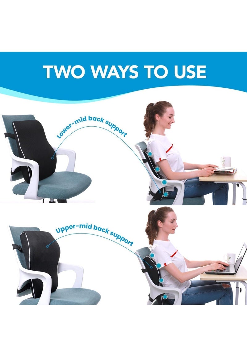 السيميا وسادة دعم أسفل الظهر لكرسي المكتب، مسند ظهر مريح للعظام، أساسيات المكتب والمنزل، وسادة دعم ظهر من إسفنج الذاكرة للسيارة، وسائد كرسي المكتب، تخفيف آلام الظهر وتحسين الوضعية، غطاء شبكي بأشرطة مزدوجة قابلة للتعديل - Image 3