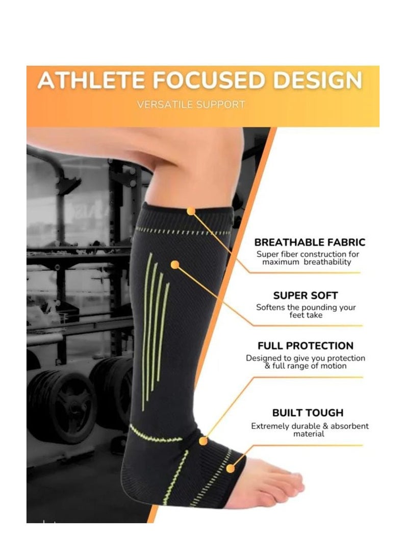 سيبوت شراب ضاغط رياضي عدد 2 قطعة، يساعد على تحسين الدورة الدموية وتقليل آلام وتورم الساقين. مصنوع من قماش مرن ومريح مع تصميم يدعم عضلات الساق والكاحل أثناء التمارين أو الاستخدام اليومي، مناسب للرياضة والجري والعمل لفترات طويلة. - Image 3