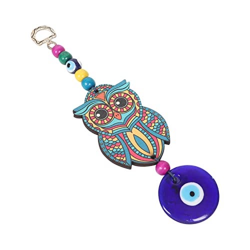 LINENSUTRA® Evil Eye Hanging for Good Luck Prosperity Zodiac Success Health Wealth Office Home Decor & Car (Owl MDF & Glass) (OWLM) - Image 2