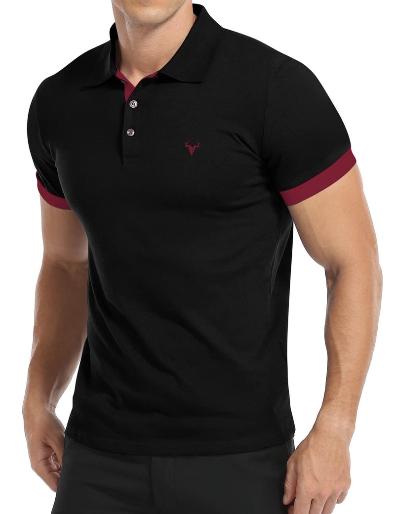 YTD Mens Polo Shirts Short Sleeve Cotton Golf Polo Shirts for Men Slim Fit Casual Tops - Image 1