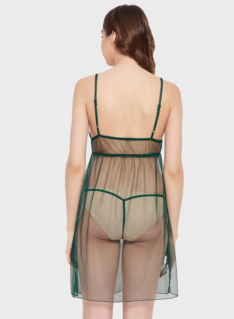 Clovia Mesh Detail Babydoll